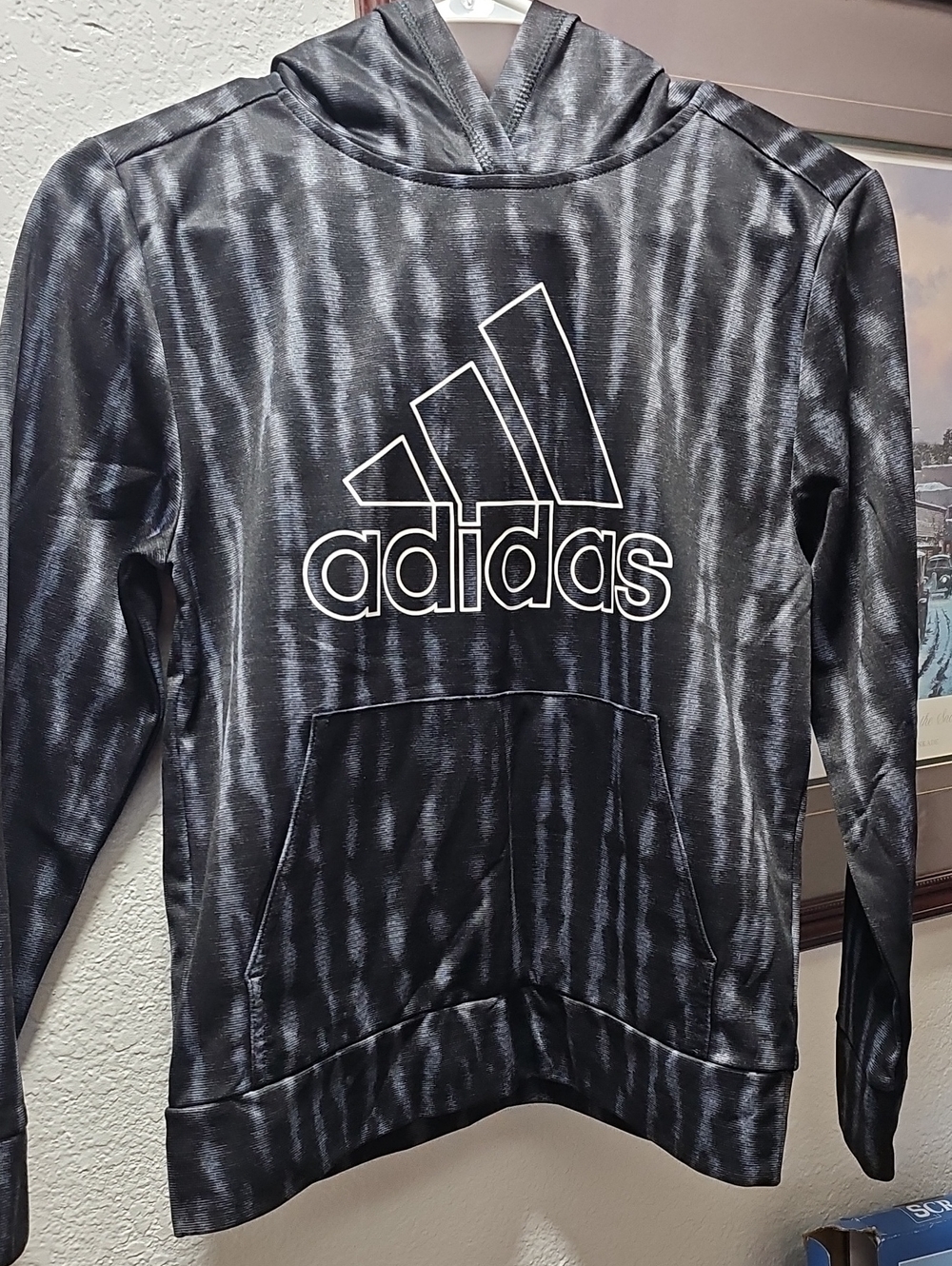 adidas Youth Black Tie-Dye Pullover Hoodie Girls Medium Black & Gray